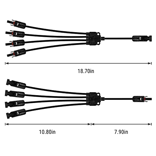 Newpowa Parallel Branch Connector 4-1 Cable for Solar Panel (M/FFFF and MMMM/F)