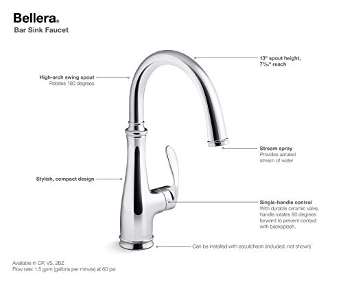 KOHLER K-29107-2BZ Bellera Bar Sink Faucet, Oil-Rubbed Bronze