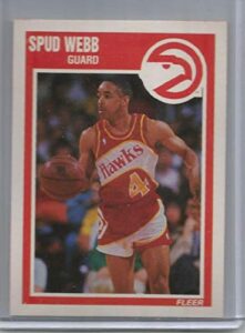 1989-90 fleer #6 spud webb hawks (uer)(points per 48 minutes incorrect at 2.6) nba basketball card nm-mt