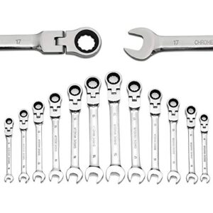yashong 12-piece 8-19mm metric flex-head ratcheting wrench set, professional chrome vanadium steel ratchet wrenches, combination ended spanner kit with portable canvas bag