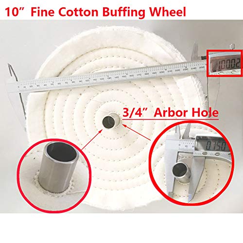 Extra Thick 10 inch Fine Cotton Buffing Polishing Wheel （70 Ply） for Bench Grinder with 3/4'' Arbor Hole,1 Pack