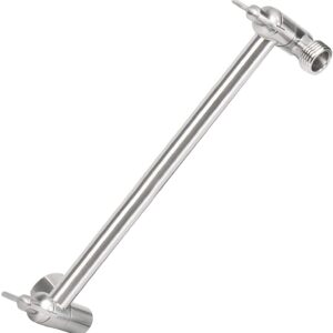 Adjustable Shower Arm Universal Connection, NearMoon Solid Brass Shower Extension Arm, Adjust Angle to Upgrade Shower Experience, Easy to Install, Anti-leak (Chrome Finish)