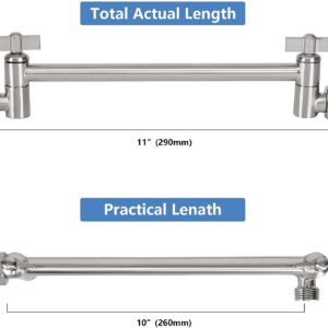 Adjustable Shower Arm Universal Connection, NearMoon Solid Brass Shower Extension Arm, Adjust Angle to Upgrade Shower Experience, Easy to Install, Anti-leak (Chrome Finish)