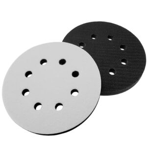 m-jump 2 pack 5 inch 8 holes sponge cushion buffer orbital sander foam pad backing pad - hook and loop soft interface pads for automobile metal polishing