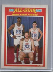 1989-90 fleer #163 karl malone/mark eaton/john stockton jazz as (all-star) nba basketball card nm-mt
