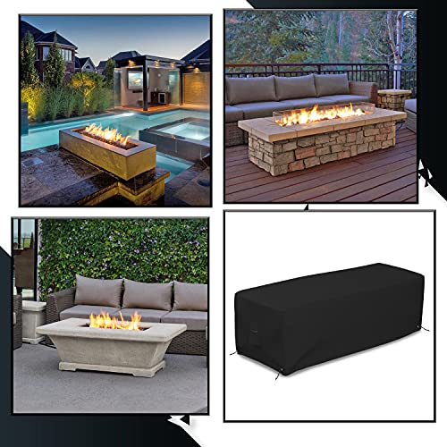 Covers & all Rectangular Fire Pit Cover, Made of 18 Oz Polyester Fabric with Waterproof & UV-Resistant Properties, Available with Sturdy Tie-downs (48" W x 20" D x 18" H Inches, Black)