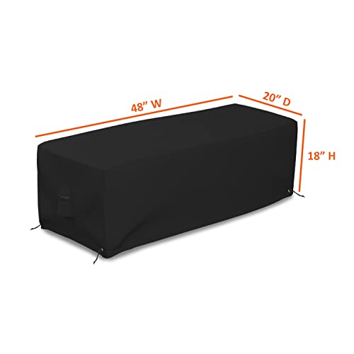 Covers & all Rectangular Fire Pit Cover, Made of 18 Oz Polyester Fabric with Waterproof & UV-Resistant Properties, Available with Sturdy Tie-downs (48" W x 20" D x 18" H Inches, Black)