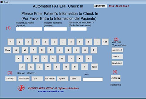 Impresario Medical PATIENT CHECK IN Software Single PC for Windows 7,8,10,11 | Paperless Check In and Check Out for a Medical or Dental Practice or Clinic | Patient Register Log for Patient Sign In.