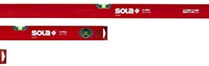 SOLA LSX482410 X PRO Aluminum Box Profile Spirit Level Set with 60% Magnified Vials, 10, 24 & 48-Inch , Red