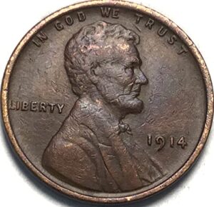 1914 p lincoln wheat cent penny seller very fine