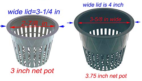 HORTIPOTS 3 Inch Net Pot Wide Lip Design Mesh Cup with Reflective Net Cup Lids (32 Set)-Not Real 3 inch When You Measure it.