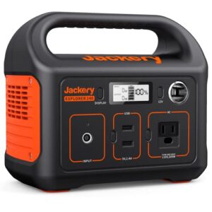 jackery portable power station explorer 240, 240wh emergency backup lithium battery, 110v/200w pure sinewave ac outlet,solar generator for outdoors camping travel fishing hunting (renewed)
