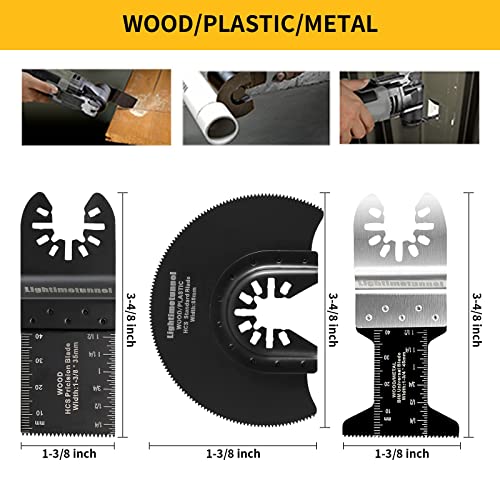 LIGHTIMETUNNEL 25 PCS Oscillating Saw Blades Universal Metal Wood Multitool Quick Release Tool Saw Blades Fit Black & Decker Porter Cable Dewalt Milwaukee Chicago Rockwell Makita Craftsman