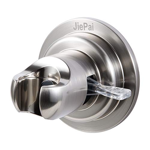 JiePai Suction Cup Shower Head Holder Adhesive,Suction Handheld Shower Head Holder Bracket,Removable Wall Mount Holder for Bathroom,Brushed Nickel