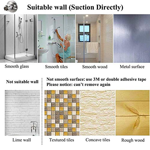 JiePai Suction Cup Shower Head Holder Adhesive,Suction Handheld Shower Head Holder Bracket,Removable Wall Mount Holder for Bathroom,Brushed Nickel