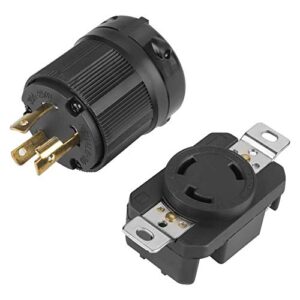 30 amp, 250 volt, 3 pin nema l6-30p male plug & l6-30r female receptacle twist lock plug, electrical locking plug socket