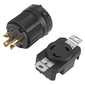 30 Amp, 250 Volt, 3 Pin NEMA L6-30P Male Plug & L6-30R Female Receptacle Twist Lock Plug, Electrical Locking Plug Socket