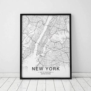 new york map wall art new york street map print new york map decor city road art black and white city map office wall hanging 11x14inch unframed