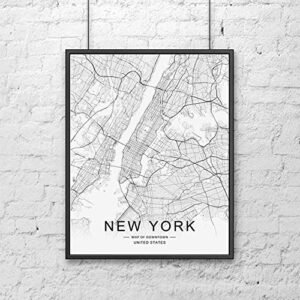 New York Map Wall Art New York Street Map Print New York Map Decor City Road Art Black and White City Map Office Wall Hanging 11x14inch Unframed