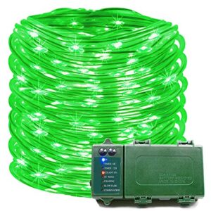 komoon rope lights 39 ft 120 led battery operated string lights waterproof christmas decorative fairy lights for outdoor indoor party patio garden yard holiday wedding (green)