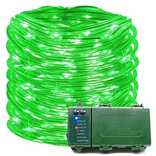 KOMOON Rope Lights 39 Ft 120 LED Battery Operated String Lights Waterproof Christmas Decorative Fairy Lights for Outdoor Indoor Party Patio Garden Yard Holiday Wedding (Green)