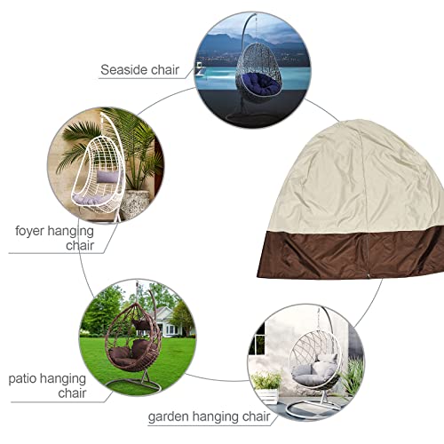 RTWAY Patio Hanging Chair Cover, Egg Swing Chair Cover Waterproof Heavy Duty Outdoor Furniture Protector Cover, 74.8'' L x 45.3''W