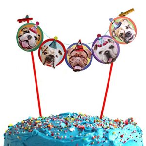 english bulldog cake garland, photographic dog birthday part decoration
