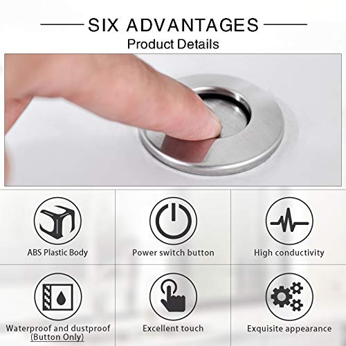 SINKINGDOM Air Activated Switch Button for Sink Garbage Disposal Part, Brushed Nickel