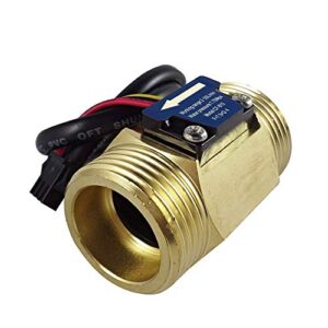 DIGITEN G1" Male Thread Brass Water Flow Sensor, Hall Effect Sensor Flow Meter Flowmeter Counter 2-50L/min