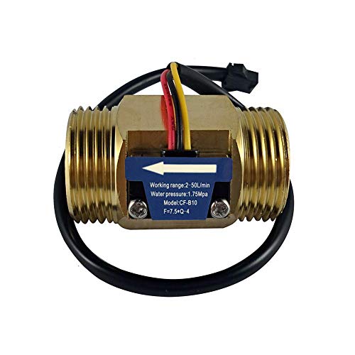 DIGITEN G1" Male Thread Brass Water Flow Sensor, Hall Effect Sensor Flow Meter Flowmeter Counter 2-50L/min