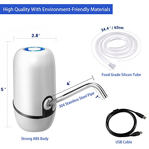 BANGMENG Water Bottle Pump,Electric Drinking Water Pump,USB Rechargeable Portable Water Dispenser,Automatic Shut-Off Water Pump Dispenser for Universal 5 Gallon Bottles