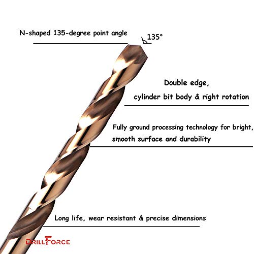 50PCS Cobalt Drill Bit Set (1/16", 5/64", 3/32", 7/64", 1/8") HSS M35 Twist Bits