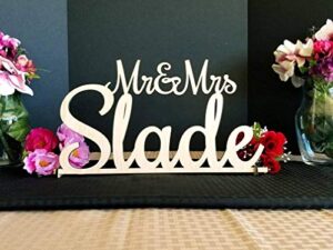 mr & mrs sign - custom wedding name sign - script surname - personalized wedding sign - sweetheart table - roch font