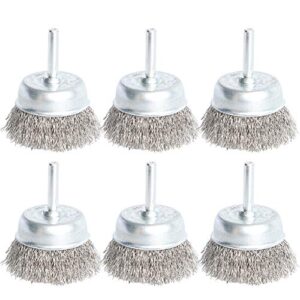 6pcs stainless steel wire crimped cup brush kit for drill with 1/4-inch shank