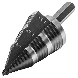 lichamp double fluted step drill bit for cutting metal hole 19 sizes from 3/16 to 1-3/8 inch, genuine high speed steel