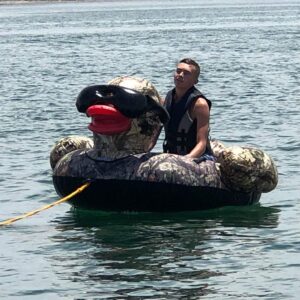 GAME 56794-BB Towable Tuff Duck, 6 Feet Wide, Holds Up to 400 Pounds Premium Inflatable, Giant, Mossy Oak