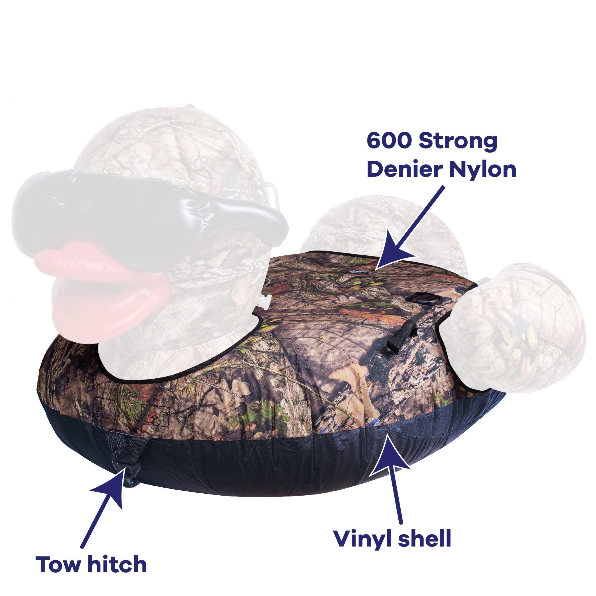 GAME 56794-BB Towable Tuff Duck, 6 Feet Wide, Holds Up to 400 Pounds Premium Inflatable, Giant, Mossy Oak