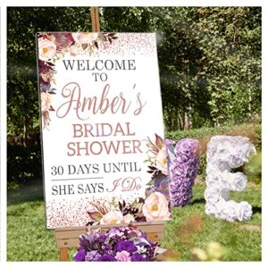 rose gold bridal shower sign - custom bridal shower welcome sign - personalized bridal shower backdrop - floral bridal shower banner