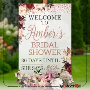 Rose Gold Bridal Shower Sign - Custom Bridal Shower Welcome Sign - Personalized Bridal Shower Backdrop - Floral Bridal Shower Banner