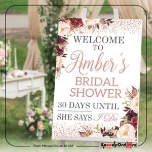 Rose Gold Bridal Shower Sign - Custom Bridal Shower Welcome Sign - Personalized Bridal Shower Backdrop - Floral Bridal Shower Banner