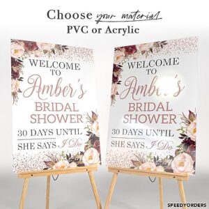 Rose Gold Bridal Shower Sign - Custom Bridal Shower Welcome Sign - Personalized Bridal Shower Backdrop - Floral Bridal Shower Banner