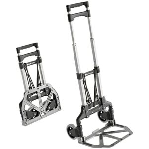 athlon tools aluminium hand truck foldable hand cart - smooth-running wheels with soft treads - incl. 2 expanding cords
