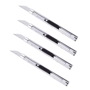 4pcs snap-off utility knife retractable box cutter 9mm blade for cardboard office home use art diy craft
