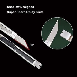 4PCS Snap-Off Utility Knife Retractable Box Cutter 9mm Blade for Cardboard Office Home Use Art DIY Craft