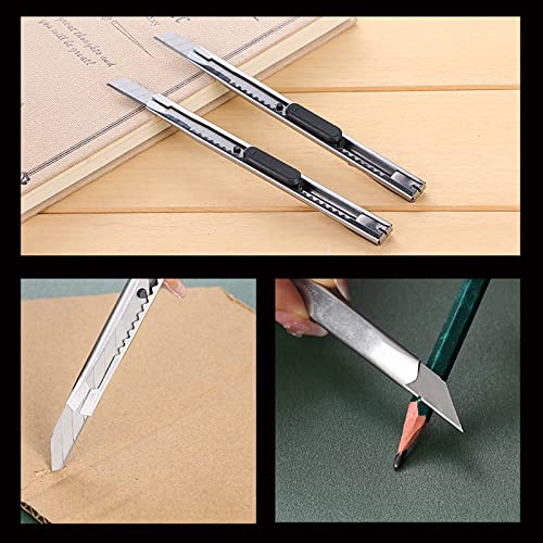 4PCS Snap-Off Utility Knife Retractable Box Cutter 9mm Blade for Cardboard Office Home Use Art DIY Craft