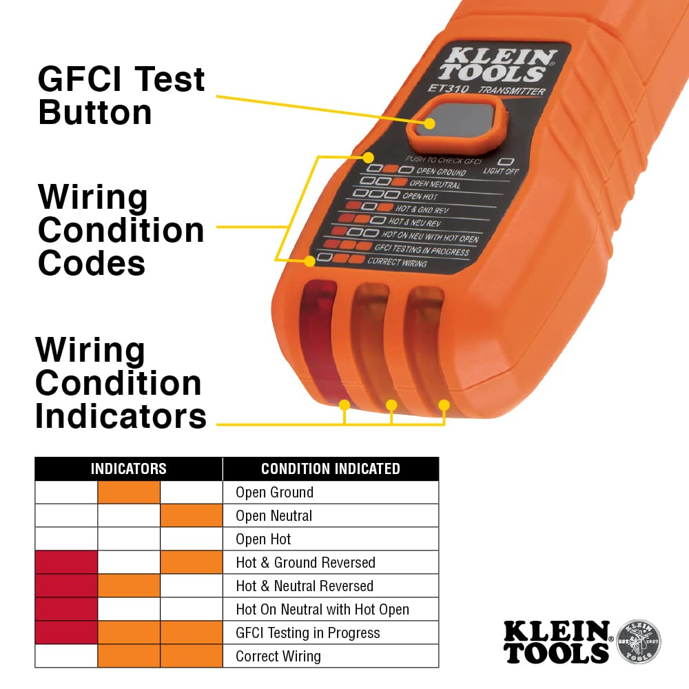 Klein Tools ET310 AC Circuit Breaker Finder, Electric Tester and Voltaget Tester with Integrated GFCI Outlet Tester