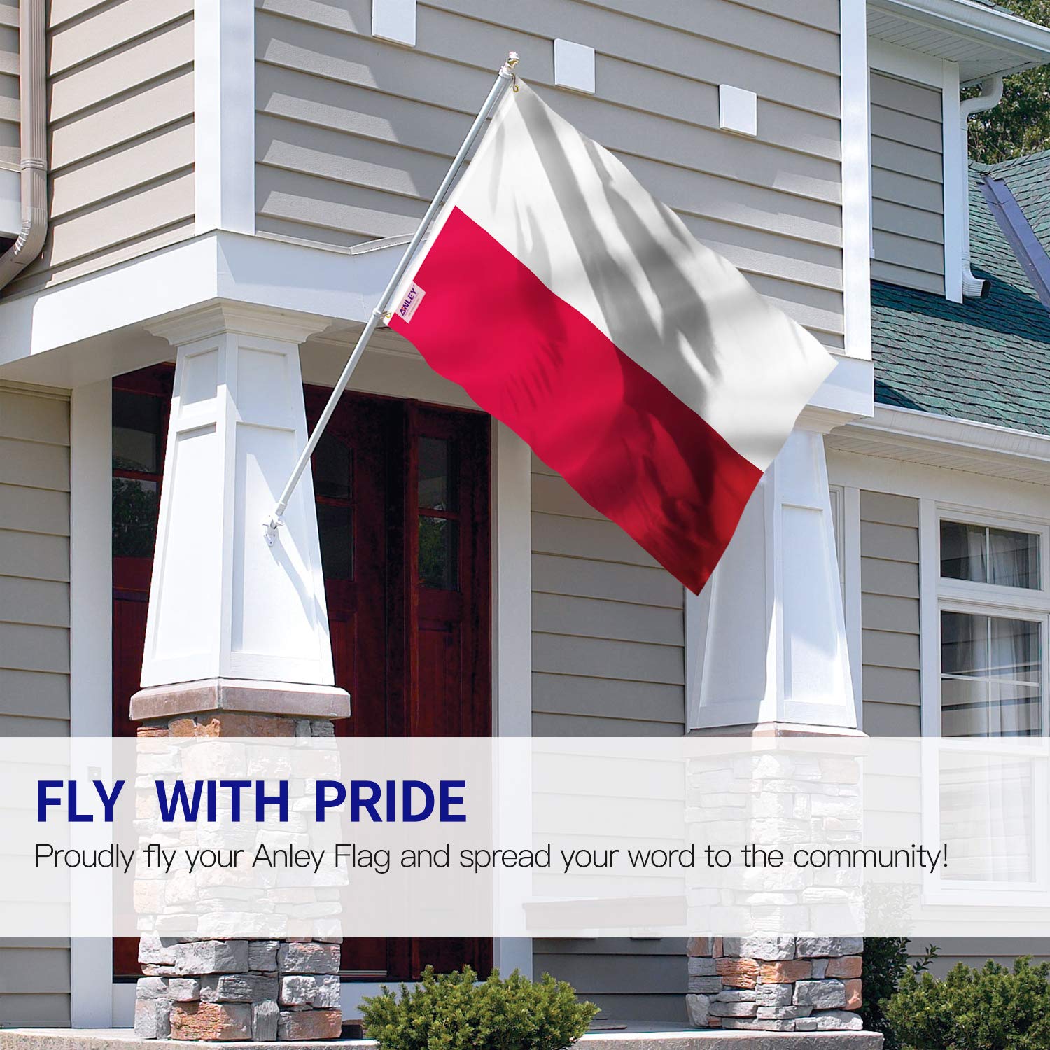 Anley Fly Breeze 3x5 Feet Poland Flag - Vivid Color and Fade proof - Canvas Header and Double Stitched - Republic of Poland Flags Polyester with Brass Grommets 3 X 5 Ft