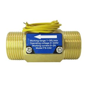 DIGITEN FS-C02 G3/4" BSP Male Thread Brass Water Flow Switch 1-30L/min, 0-2A/ 0-220V(AC or DC)