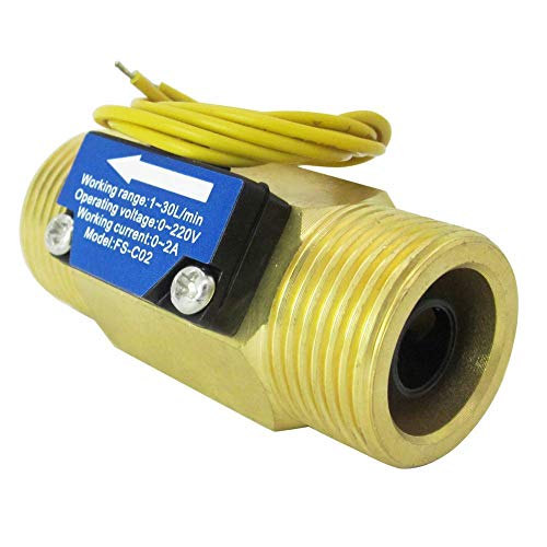 DIGITEN FS-C02 G3/4" BSP Male Thread Brass Water Flow Switch 1-30L/min, 0-2A/ 0-220V(AC or DC)