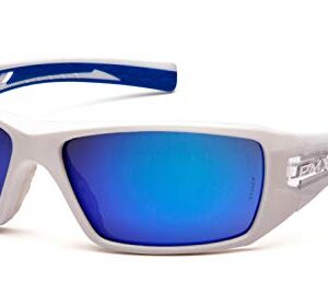 Pyramex Safety Velar Safety Glasses, White-Blue Frame/Ice Blue Mirror Lens Medium